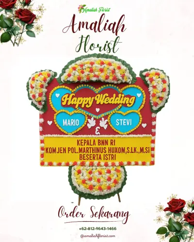 Karangan Papan Bunga Pernikahan di Jelmu